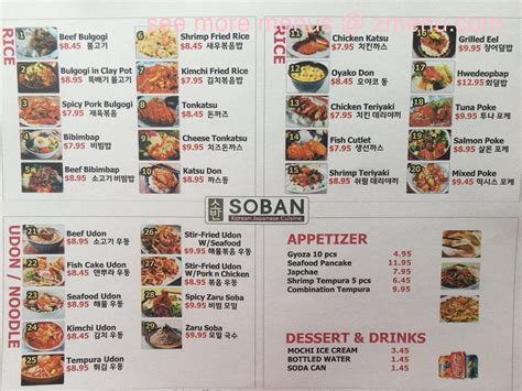 soban korean eatery menu.